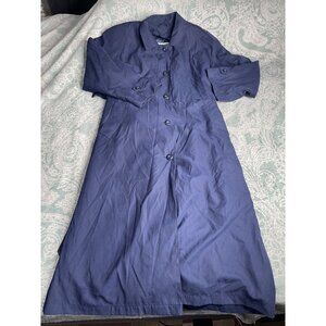 Vintage London Fog Maincoats Navy Trench Coat Womens Size 14 Petite‎
